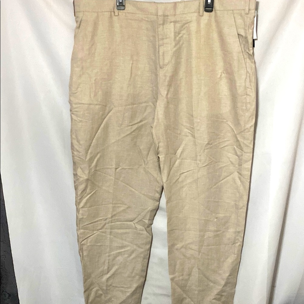 NEW Perry Ellis Tan Chinos‎ Classic Fit Linen Cotton Blend size 44x36